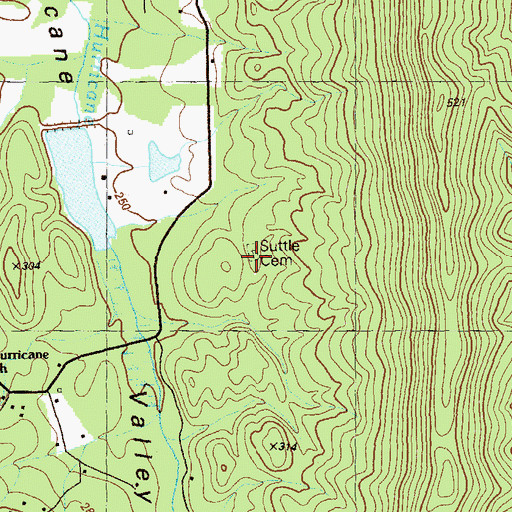 Topographic Map of Suttle Cemetery, GA