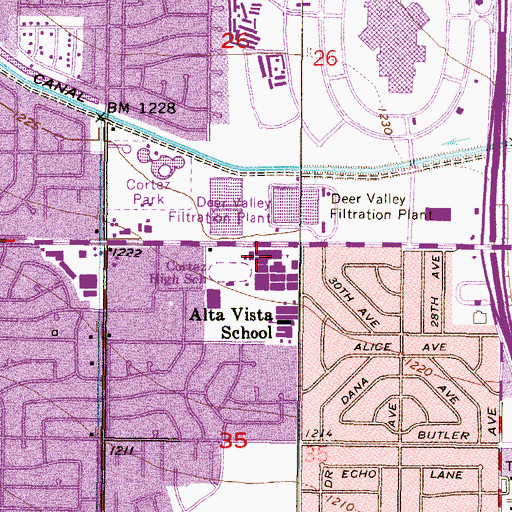 Topographic Map of Cortez High School, AZ