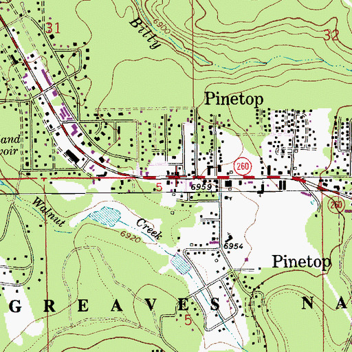 Topographic Map of Pinetop, AZ