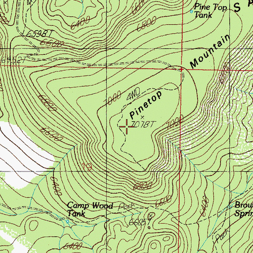 Topographic Map of Pinetop Mountain, AZ