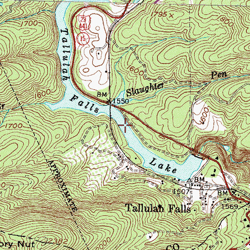 Topographic Map of Tallulah Falls Lake, GA
