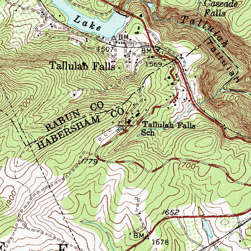 Topographic Map of Tallulah Falls Boarding School, GA