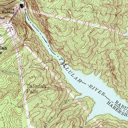 Topographic Map of Tallulah Gorge, GA