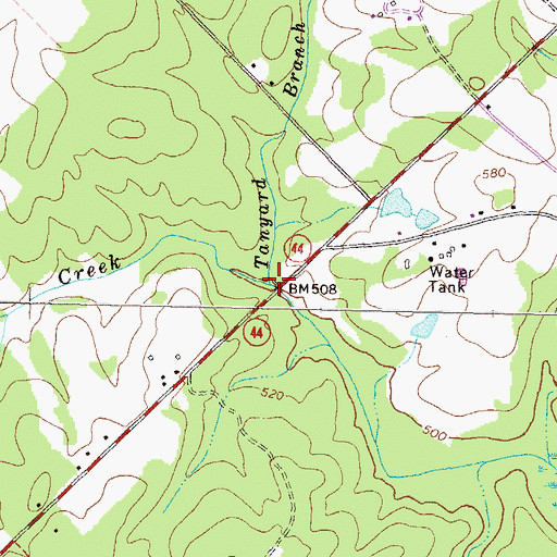 Topographic Map of Tanyard Branch, GA