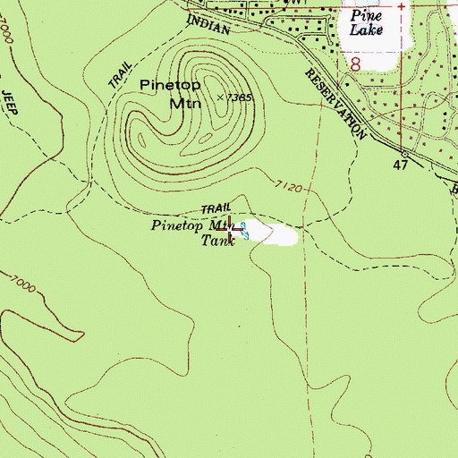 Topographic Map of Pinetop Mountain Tank, AZ