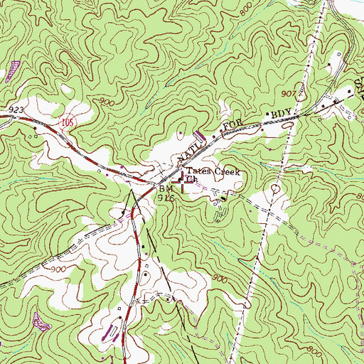 Topographic Map of Tates Creek Church, GA