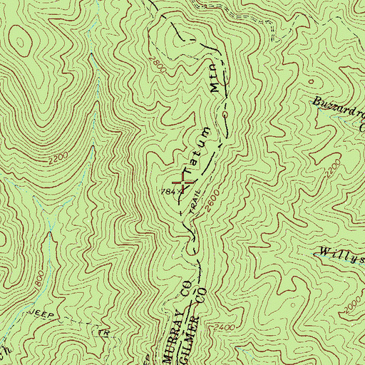 Topographic Map of Tatum Mountain, GA