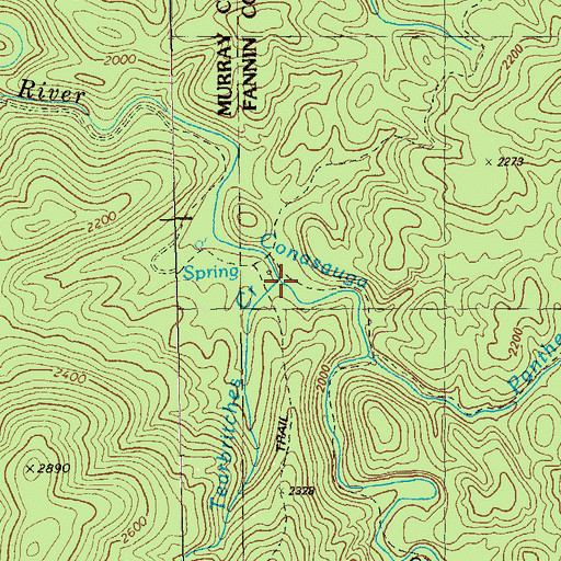 Topographic Map of Tearbritches Creek, GA