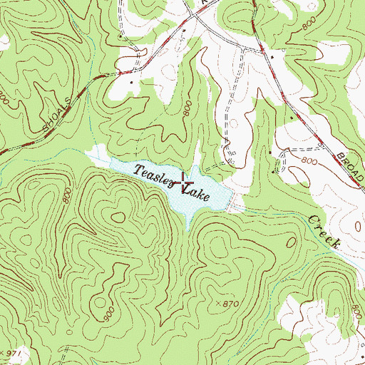 Topographic Map of Teasley Lake, GA