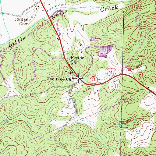 Topographic Map of The Line Church, GA