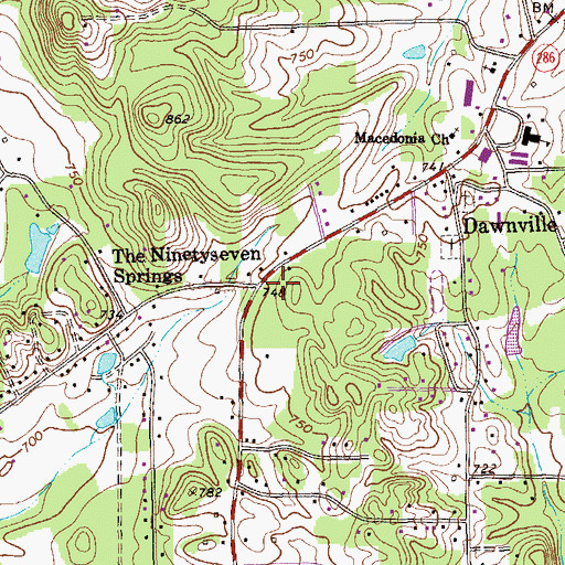 Topographic Map of The Ninetyseven Springs, GA