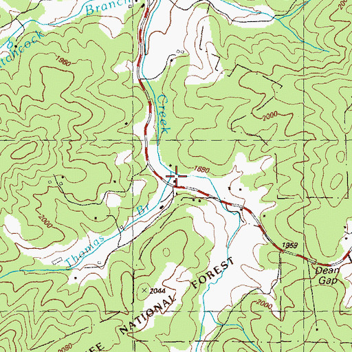 Topographic Map of Thomas Branch, GA