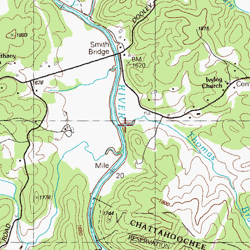 Topographic Map of Thomas Branch, GA