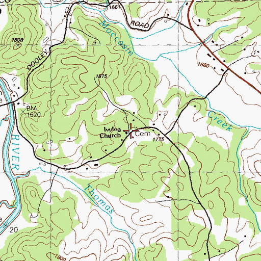 Topographic Map of Thomas Chapel, GA