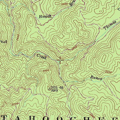 Topographic Map of Thomas Creek, GA