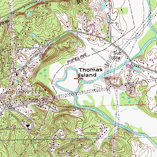 Topographic Map of Thomas Island, GA