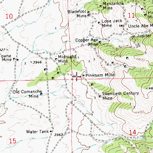 Topographic Map of Pinkham Mine, AZ