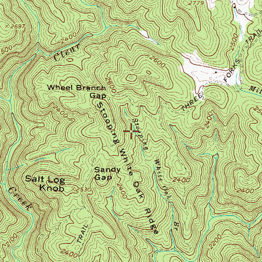 Topographic Map of Three Forks Trail, GA