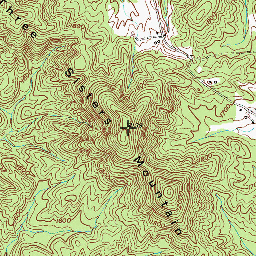 Topographic Map of Three Sisters Mountain, GA