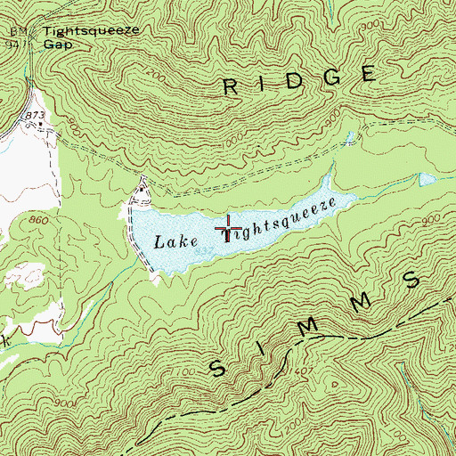 Topographic Map of Lake Tightsqueeze, GA