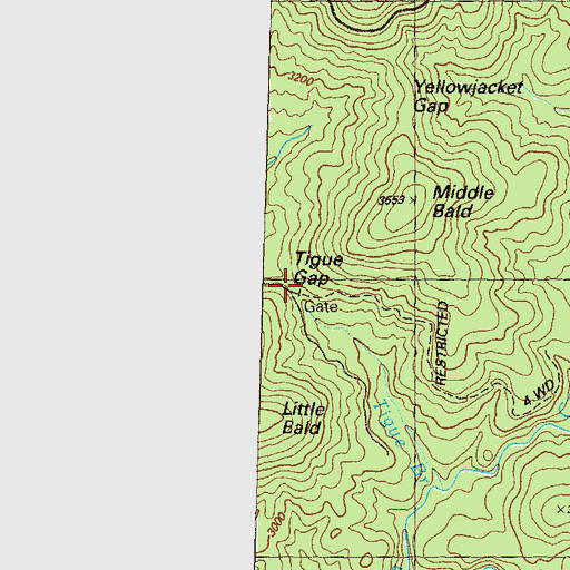 Topographic Map of Tigue Gap, GA