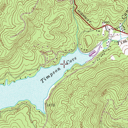 Topographic Map of Timpson Cove, GA