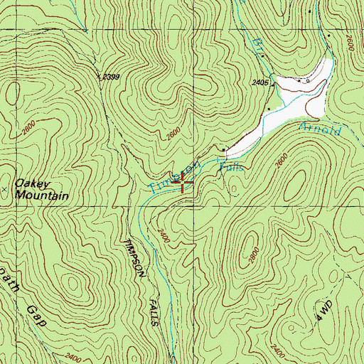 Topographic Map of Timpson Falls, GA