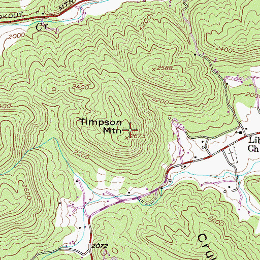 Topographic Map of Timpson Mountain, GA