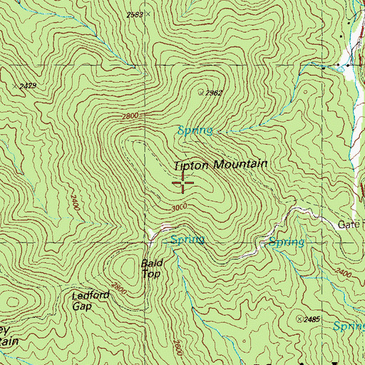 Topographic Map of Tipton Mountain, GA