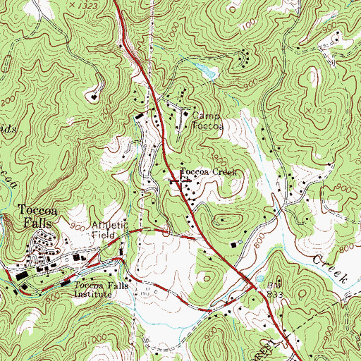 Topographic Map of Toccoa Creek Church, GA