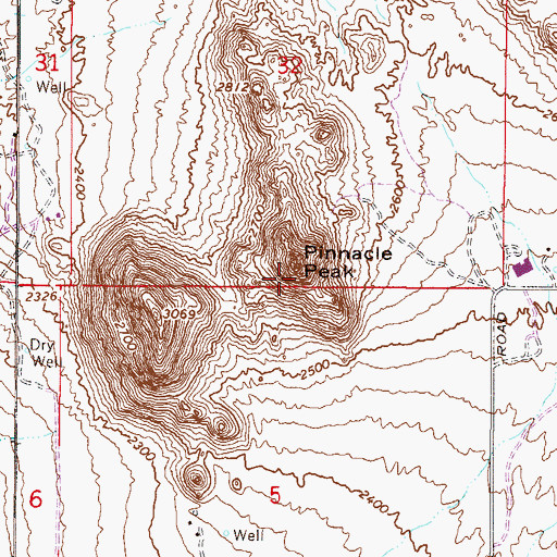 Topographic Map of Pinnacle Peak, AZ