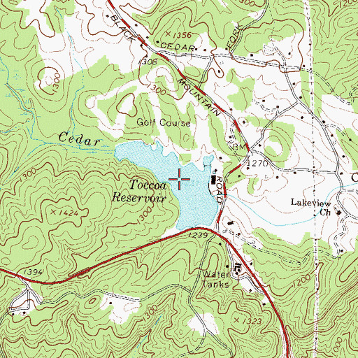 Topographic Map of Toccoa Reservoir, GA