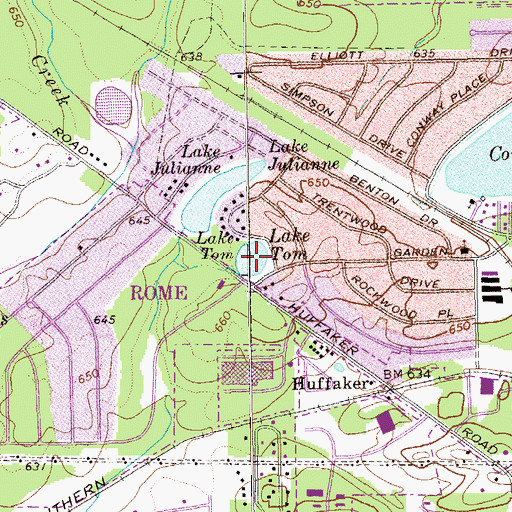 Topographic Map of Lake Tom, GA