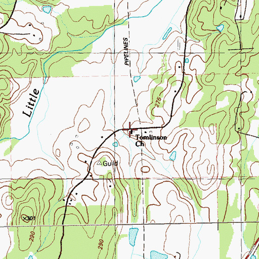 Topographic Map of Tomlinson Church, GA
