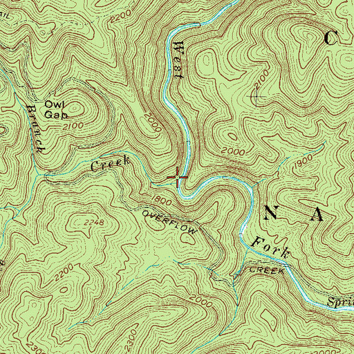 Topographic Map of Tottery Pole Creek, GA