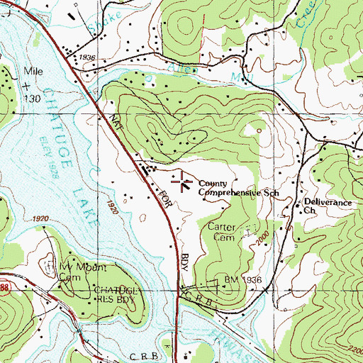 Topographic Map of Towns County High School, GA