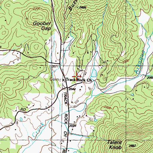 Topographic Map of Trackrock Church, GA