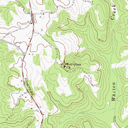 Topographic Map of Travelers Church, GA