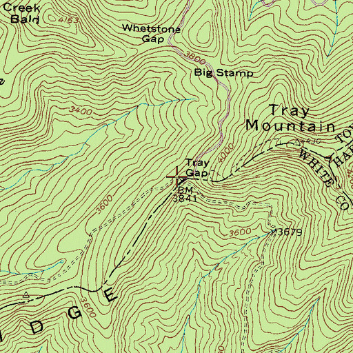 Topographic Map of Tray Gap, GA