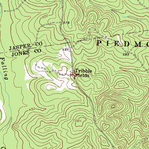 Topographic Map of Tribble Fields, GA