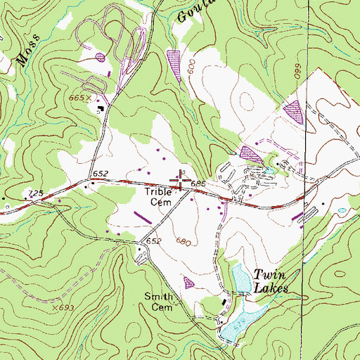 Topographic Map of Trible Cemetery, GA