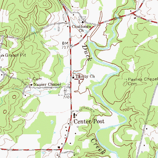 Topographic Map of Trinity Church, GA