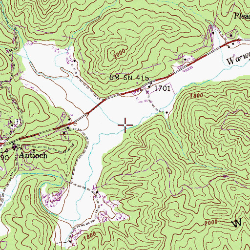 Topographic Map of Tuckaluge Creek, GA