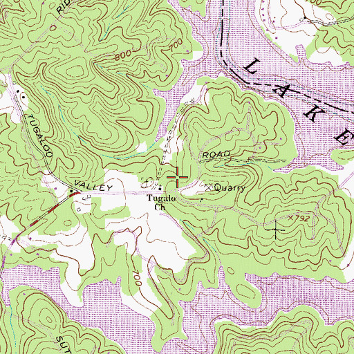 Topographic Map of Tugalo Church, GA