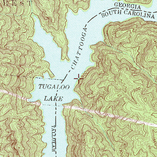 Topographic Map of Tugaloo Lake, SC