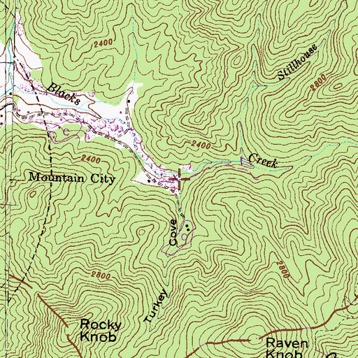 Topographic Map of Turkey Cove, GA