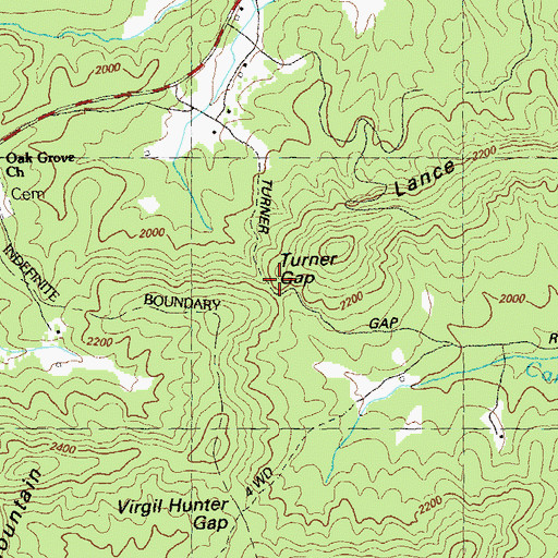 Topographic Map of Turner Gap, GA