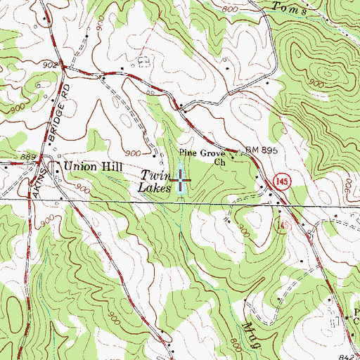 Topographic Map of Twin Lakes, GA