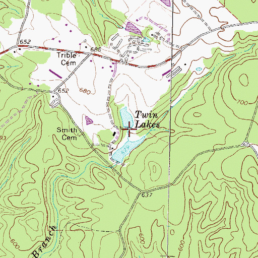 Topographic Map of Twin Lakes, GA