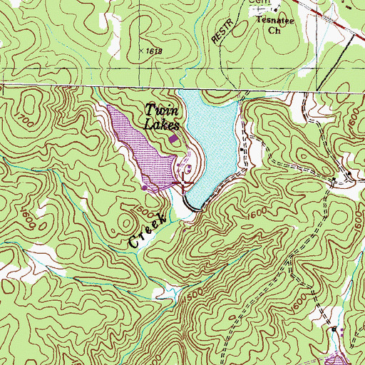 Topographic Map of Twin Lakes, GA